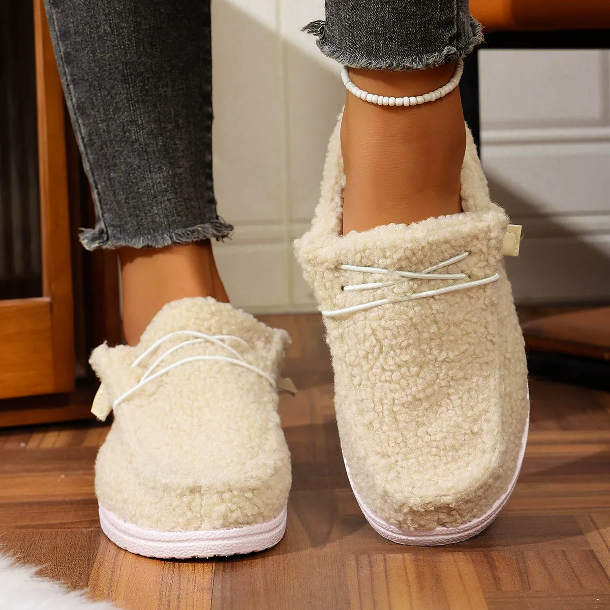 Fleece-lined warm casual flat shoes