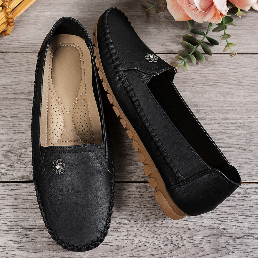 Women's Solid Color Flat Slip On Loafers