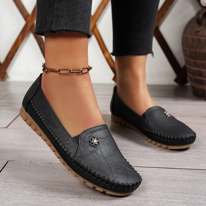 Women's Solid Color Flat Slip On Loafers