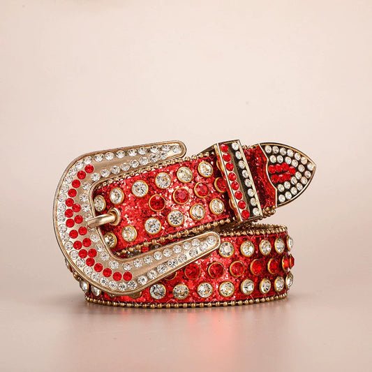 Riveted Alloy Rhinestone Pin Buckle Punk Style Belt