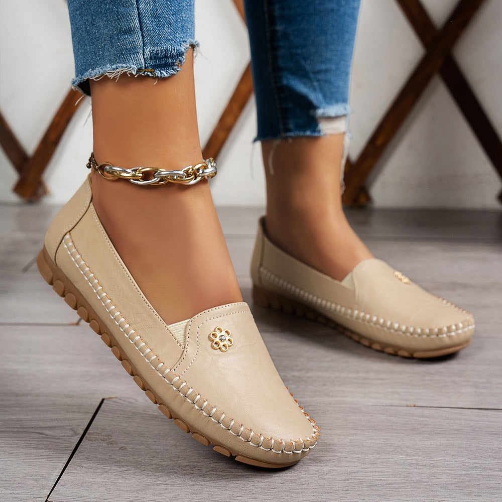 Women's Solid Color Flat Slip On Loafers