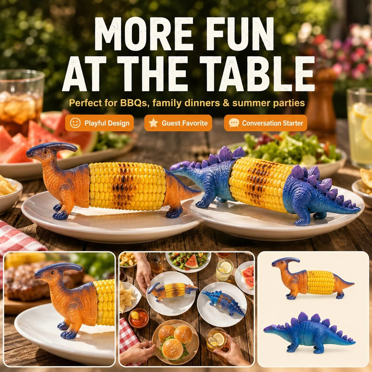 Creative Dinosaur Shaped Corn Cob Holders