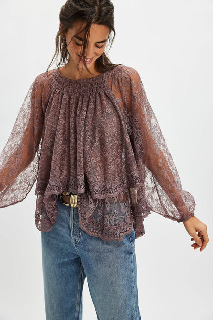 Ethereal Lace Off-Shoulder Top