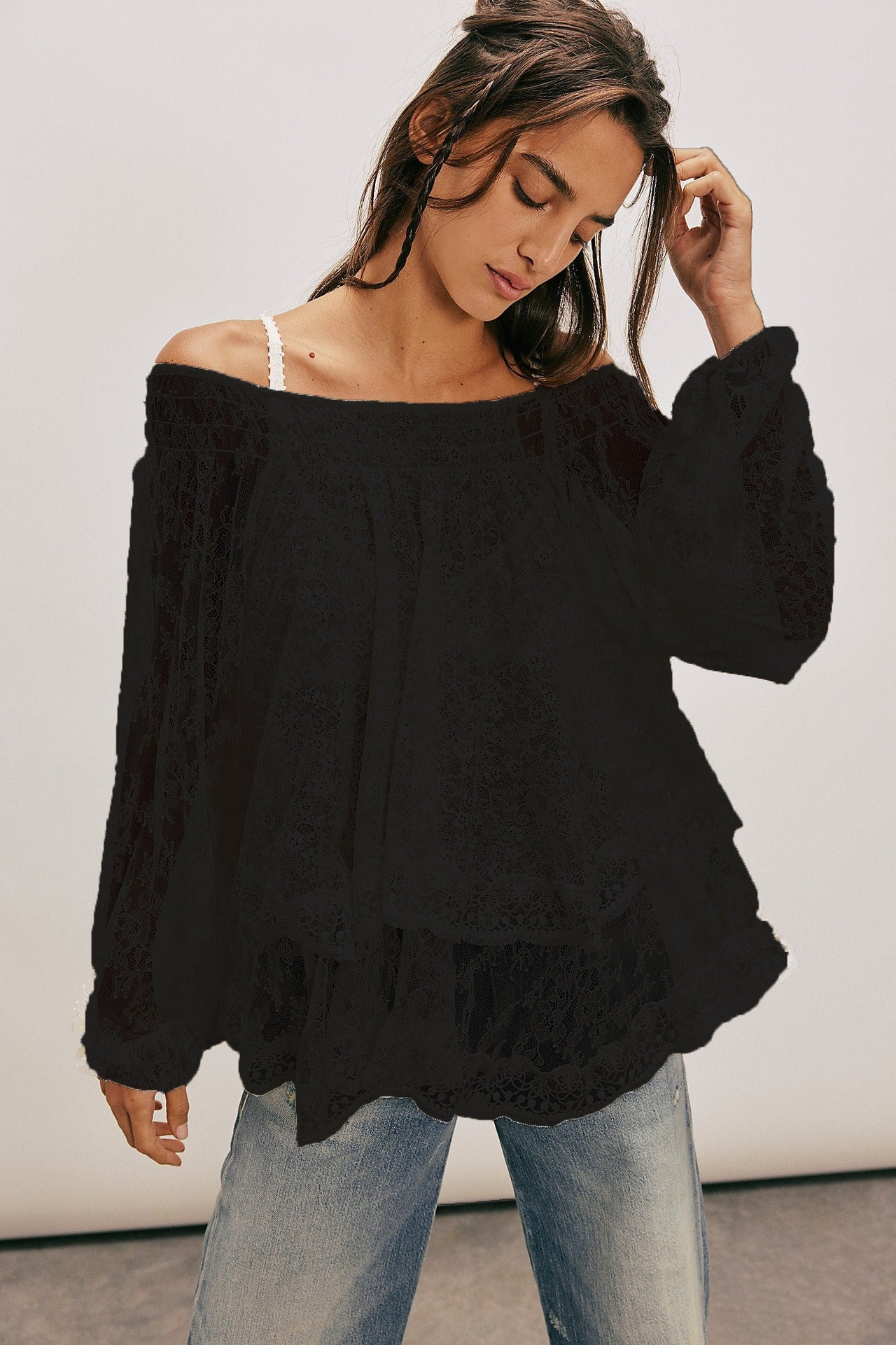 Ethereal Lace Off-Shoulder Top