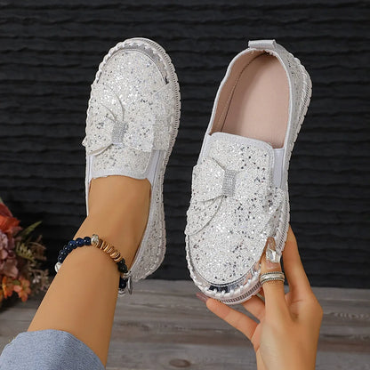 Women's Rhinestone Slip-On Sparkly Loafers