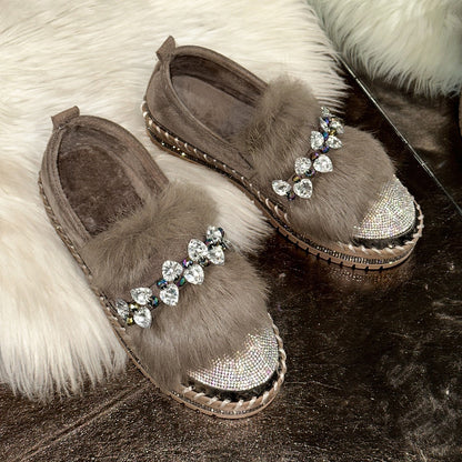 Women's Rhinestone Plush Sparkly Shoes