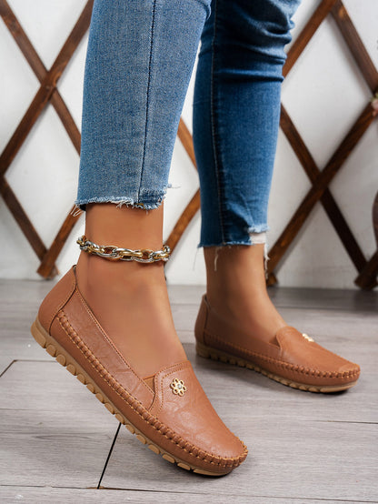 Women's Solid Color Flat Slip On Loafers