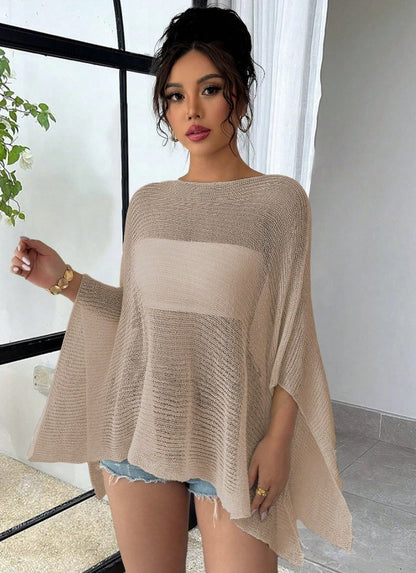 Ivory Crochet Knit Open-Front Cover-Up with Strapless Top