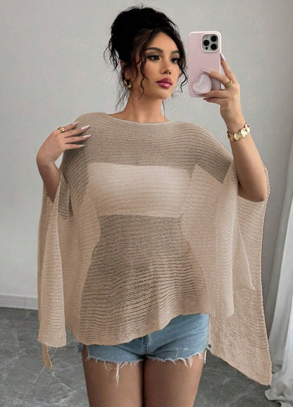 Ivory Crochet Knit Open-Front Cover-Up with Strapless Top
