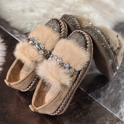 Women's Rhinestone Plush Sparkly Shoes