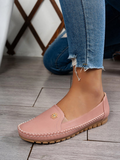 Women's Solid Color Flat Slip On Loafers