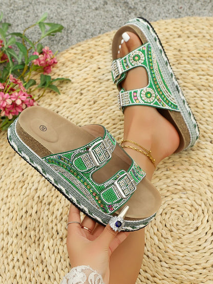 Rhinestone platform slippers
