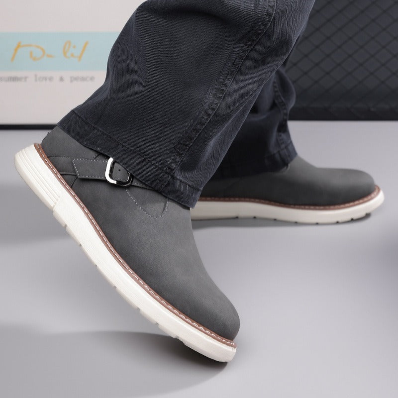 Simple hollow Daily Leather Comfy Boots - Bellkmart