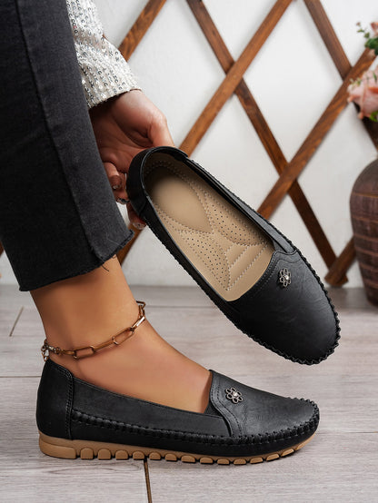 Women's Solid Color Flat Slip On Loafers