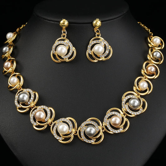 Lunar Orbit Pearl Necklace & Earring Set