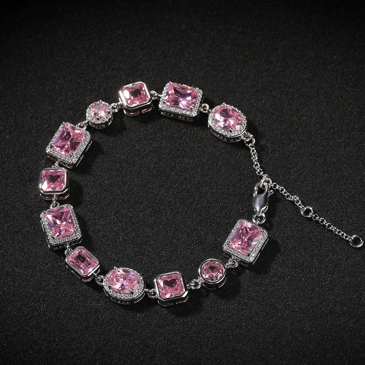 Elegant and luxurious pink gemstone sweet and simple bracelet