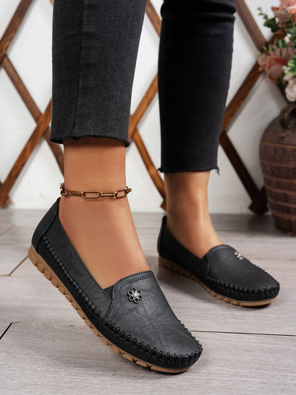 Women's Solid Color Flat Slip On Loafers