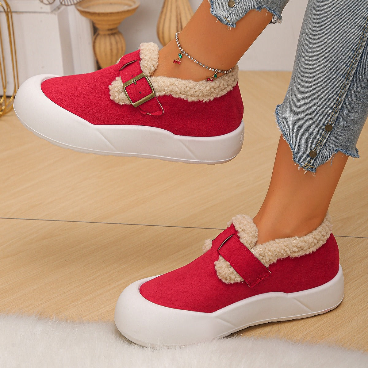 Retro lightweight fleece-lined ankle boots