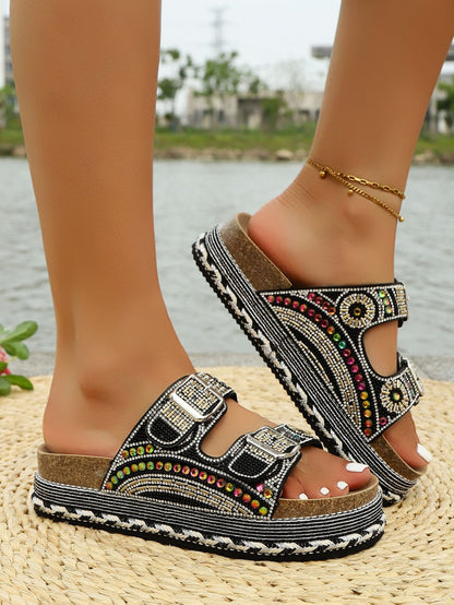 Rhinestone platform slippers