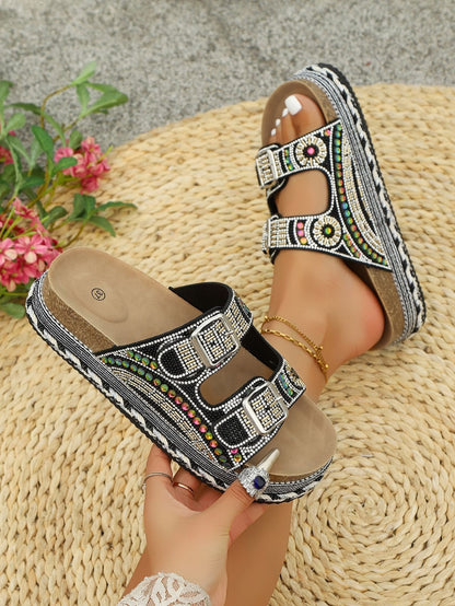 Rhinestone platform slippers