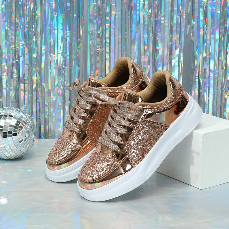 Lace-up Casual Sparkly Sneakers