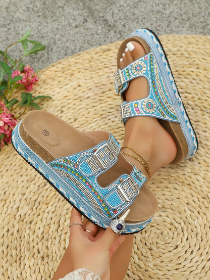 Rhinestone platform slippers