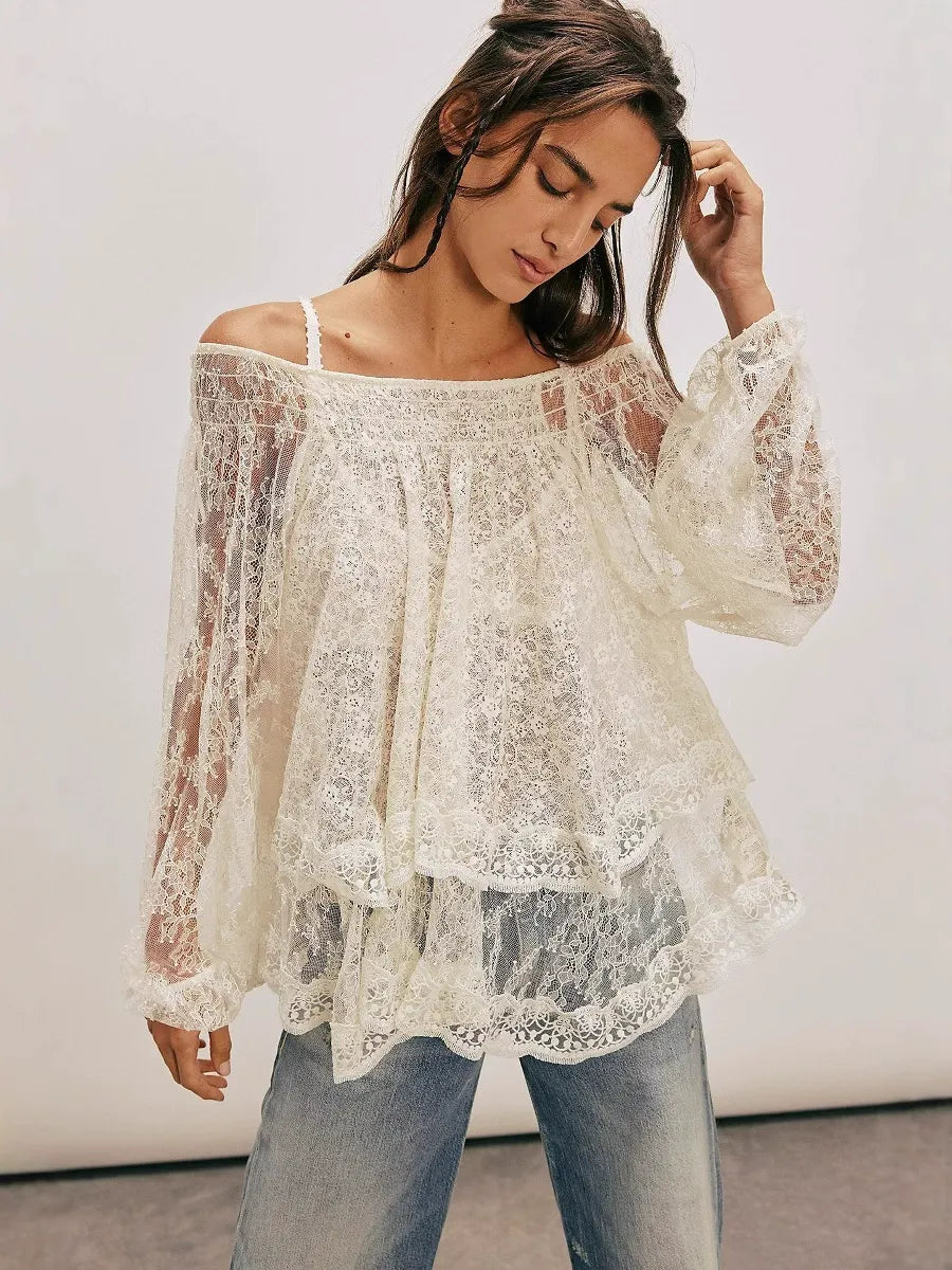 Ethereal Lace Off-Shoulder Top