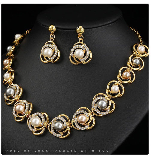 Lunar Orbit Pearl Necklace & Earring Set