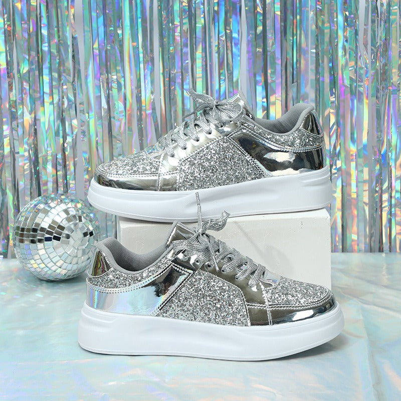 Lace-up Casual Sparkly Sneakers
