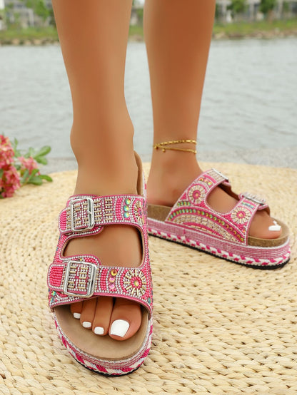 Rhinestone platform slippers