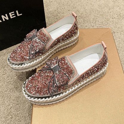 Women's Rhinestone Slip-On Sparkly Loafers