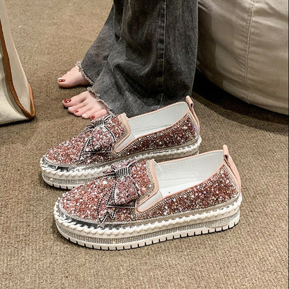 Women's Rhinestone Slip-On Sparkly Loafers