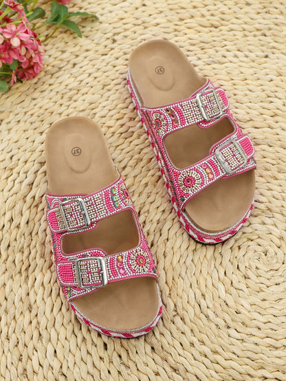Rhinestone platform slippers