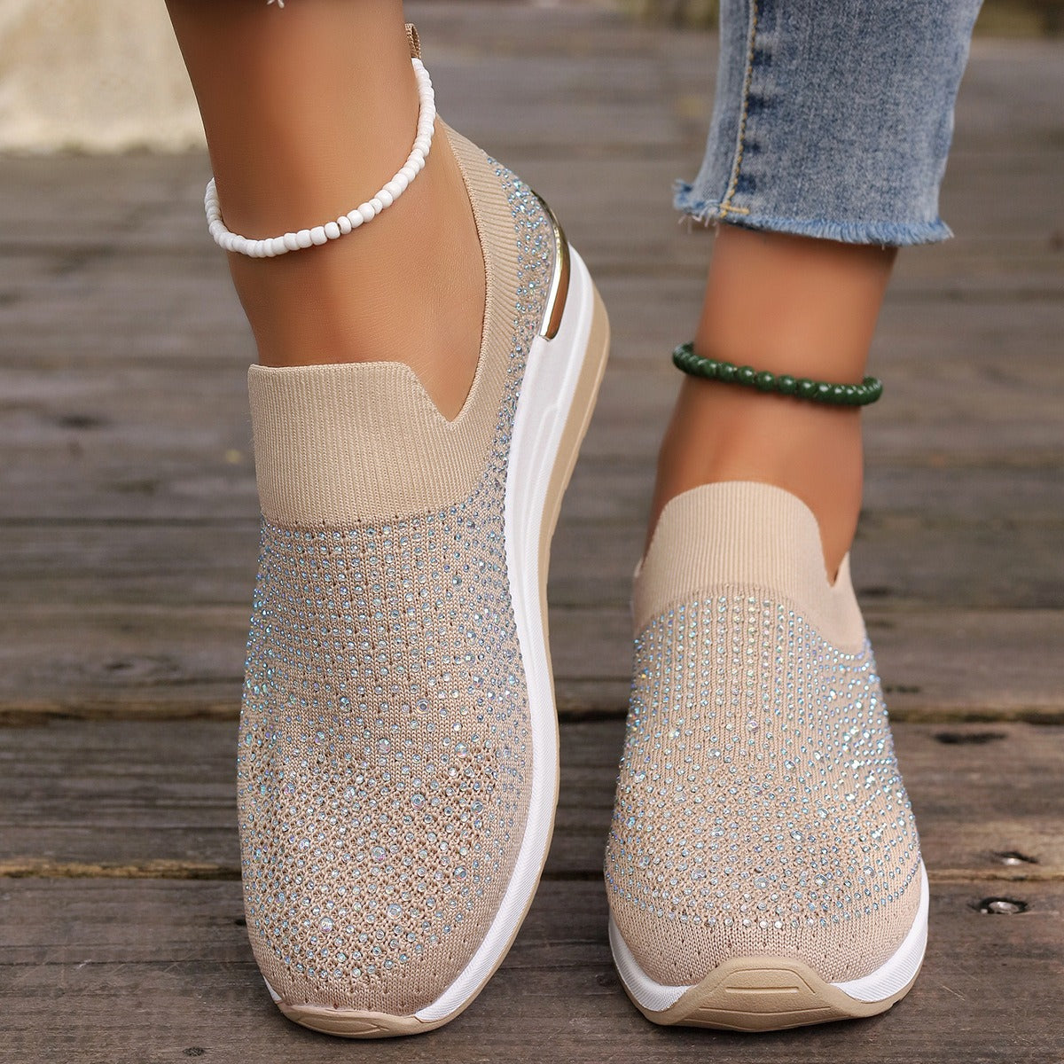Light Luxury Shiny Slip-On Airy Casual Shoes