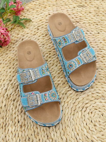 Rhinestone platform slippers