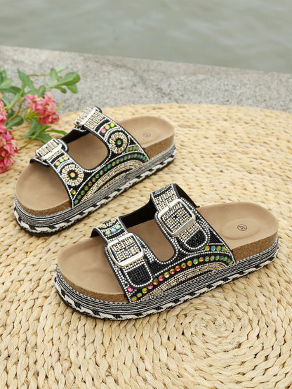 Rhinestone platform slippers
