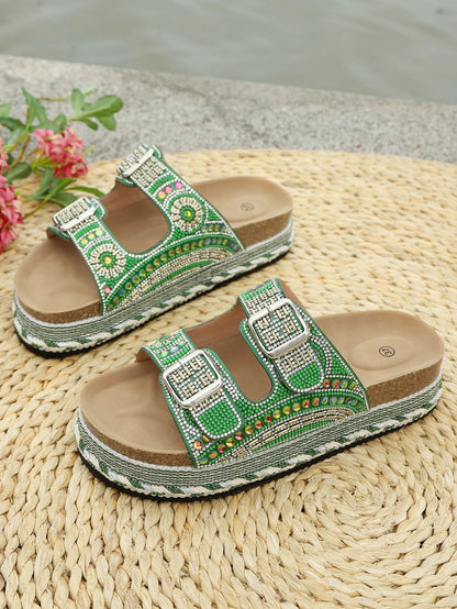 Rhinestone platform slippers