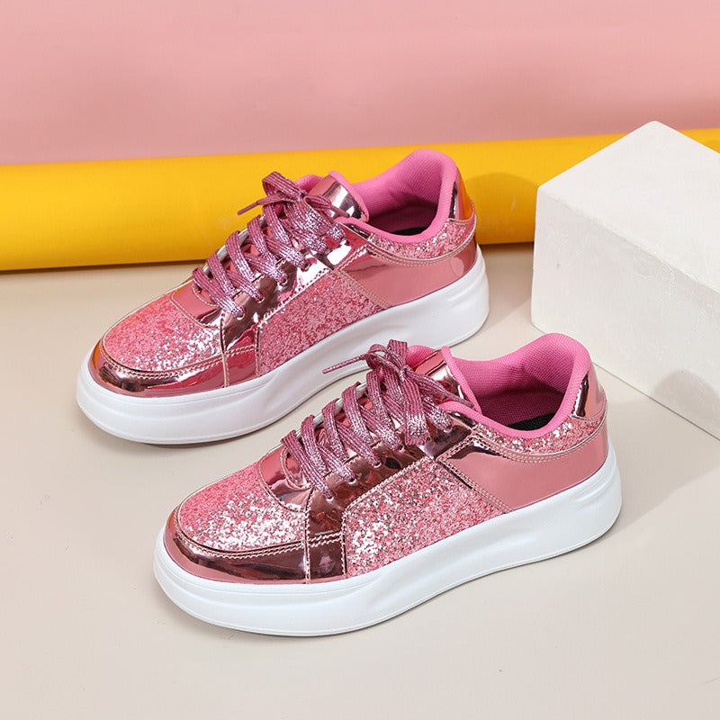 Lace-up Casual Sparkly Sneakers