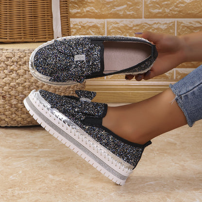 Women's Rhinestone Slip-On Sparkly Loafers