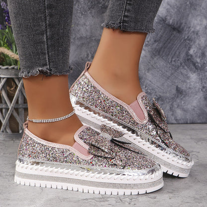 Women's Rhinestone Slip-On Sparkly Loafers