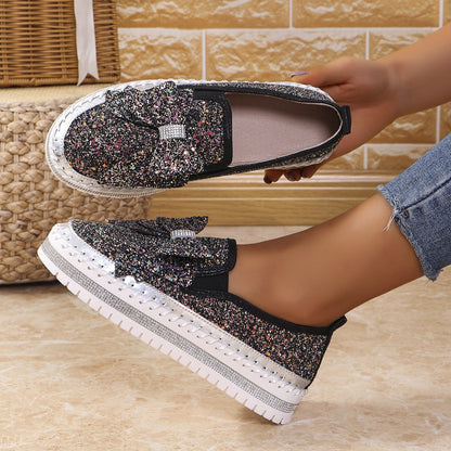 Women's Rhinestone Slip-On Sparkly Loafers