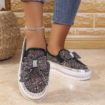 Women's Rhinestone Slip-On Sparkly Loafers