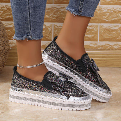 Women's Rhinestone Slip-On Sparkly Loafers
