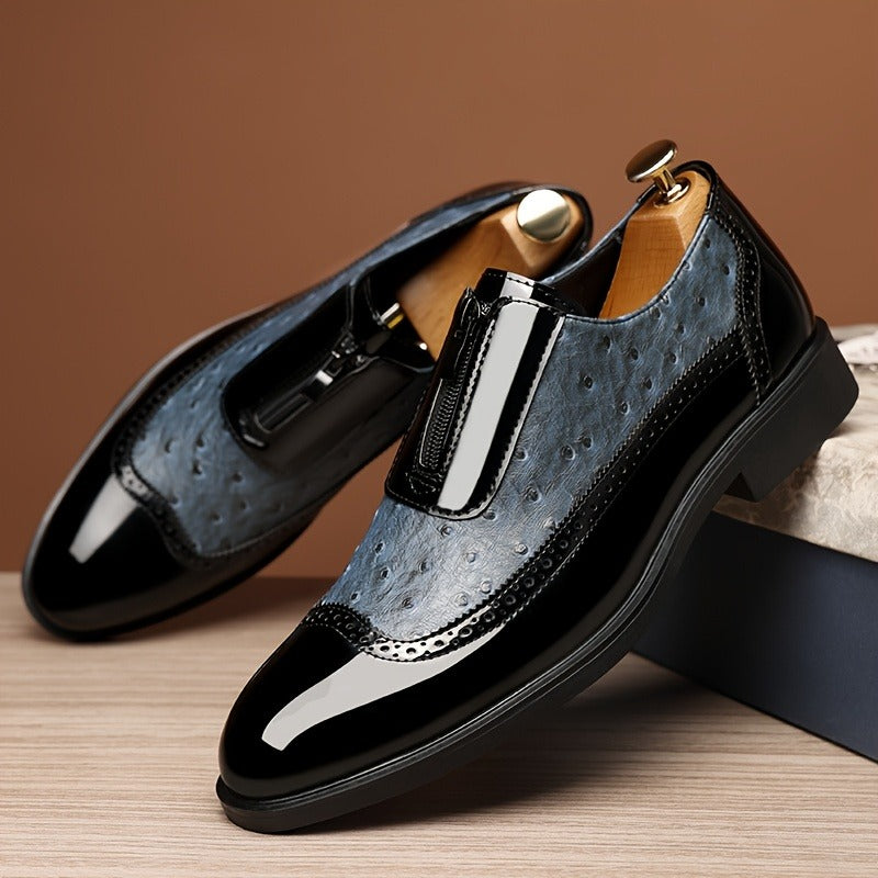 Men's Fashionable Gradient Loafers with Zipper Closure - Bellkmart
