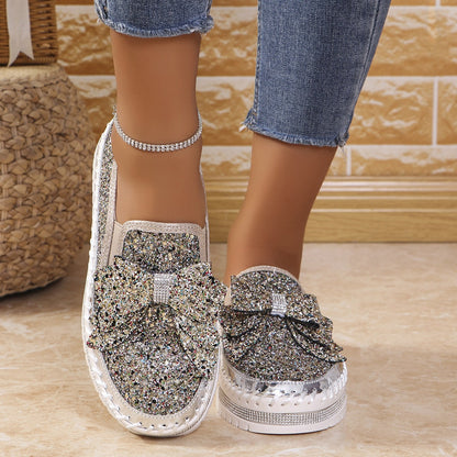 Women's Rhinestone Slip-On Sparkly Loafers