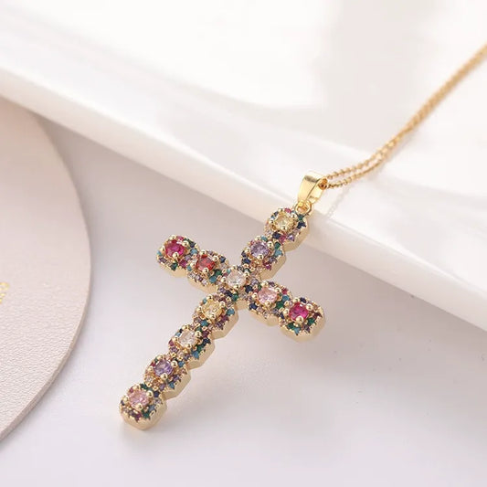 Lumina Cross Gemstone Necklace
