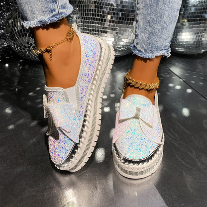 Women's Rhinestone Slip-On Sparkly Loafers