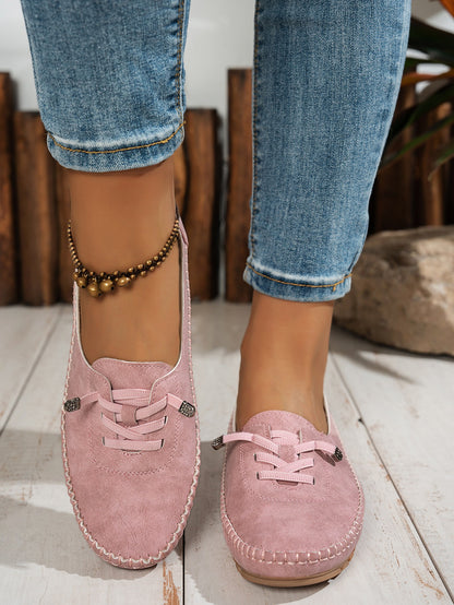 Pink women's comfortable loafers front view