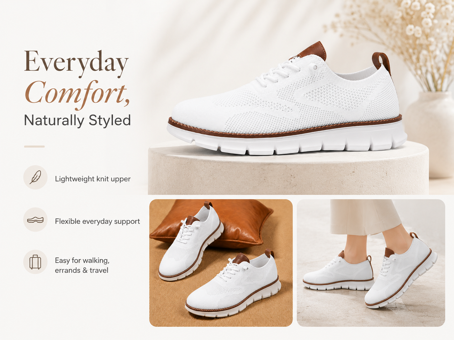 Suprclark women's breathable knit walking shoes everyday comfort features