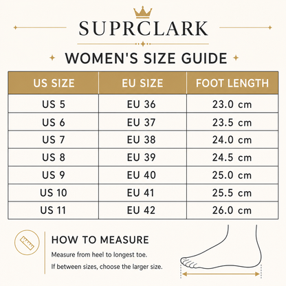 Suprclark women's glitter sneakers US EU size guide